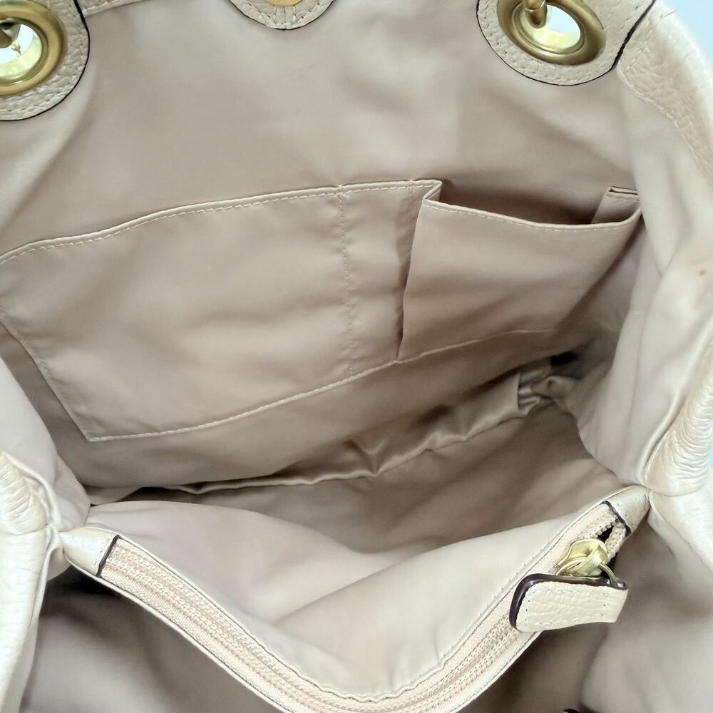 COACH PENELOPE Champagne Pebbled Leather Buckle Tote Shoulder Handbag F-18890 - Picture 6 of 13